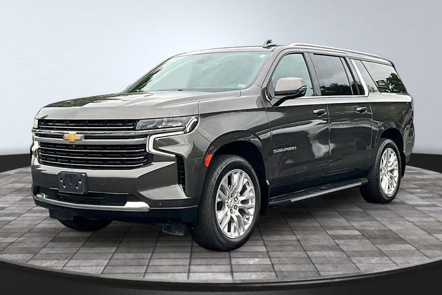 2021 Chevrolet Suburban LT in Graywood Metallic — front three-quarter view