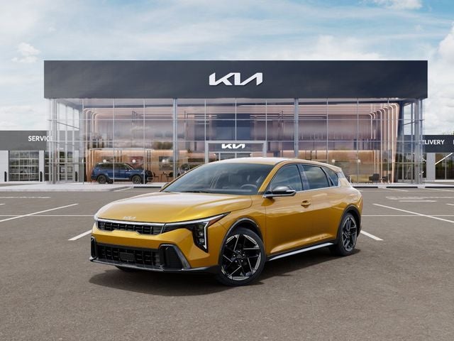2026 Kia K4 GT-Line in Sparkling Yellow — front three-quarter view