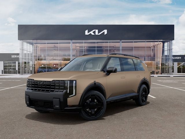2027 Kia Telluride X-Line EX in Terrain Brown Matte — front three-quarter view