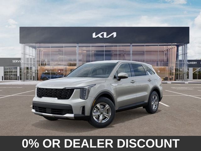 2026 Kia Sorento LX in Ivory Silver — front three-quarter view