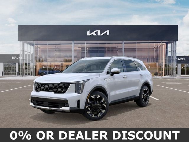 2026 Kia Sorento EX in Glacial White Pearl — front three-quarter view