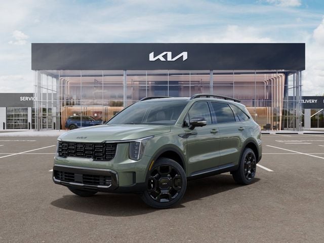 2026 Kia Sorento X-Line SX Prestige in Jungle Green — front three-quarter view