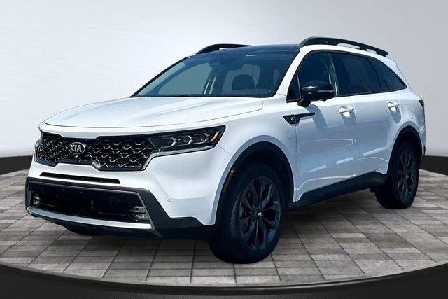 2021 Kia Sorento SX Prestige X-Line in Glacial White Pearl — front three-quarter view