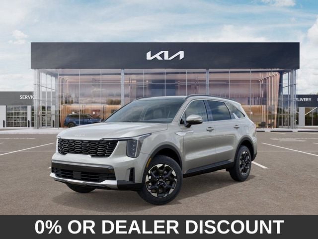 2026 Kia Sorento S in Ivory Silver — front three-quarter view