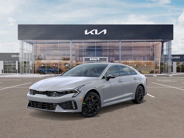 2026 Kia K5 GT in Wolf Gray — front three-quarter view