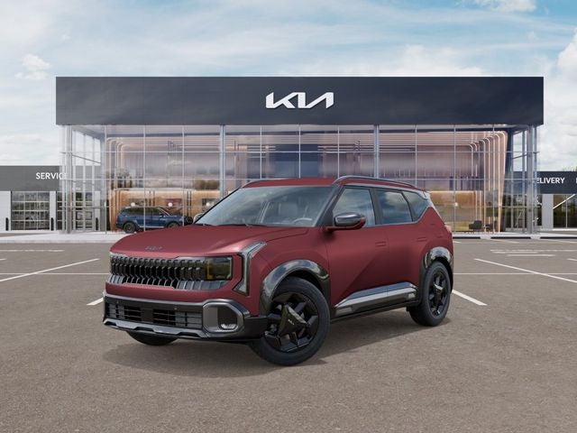 2027 Kia Seltos X-Line in Magma Red Matte — front three-quarter view