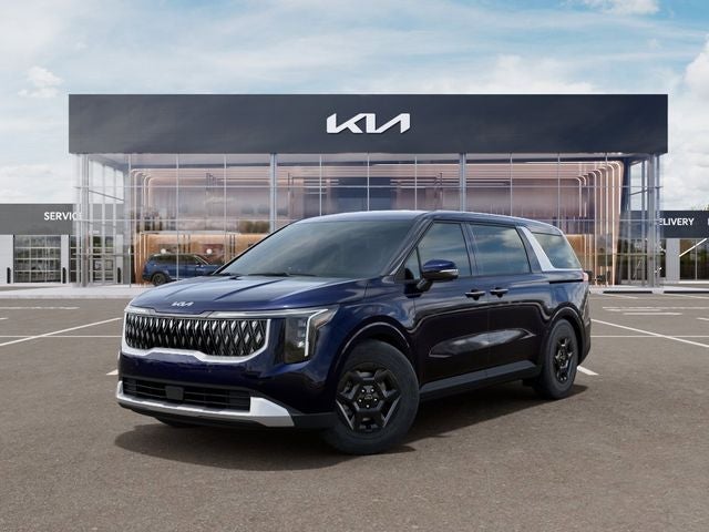 2026 Kia Carnival LXS in Blue — front three-quarter view