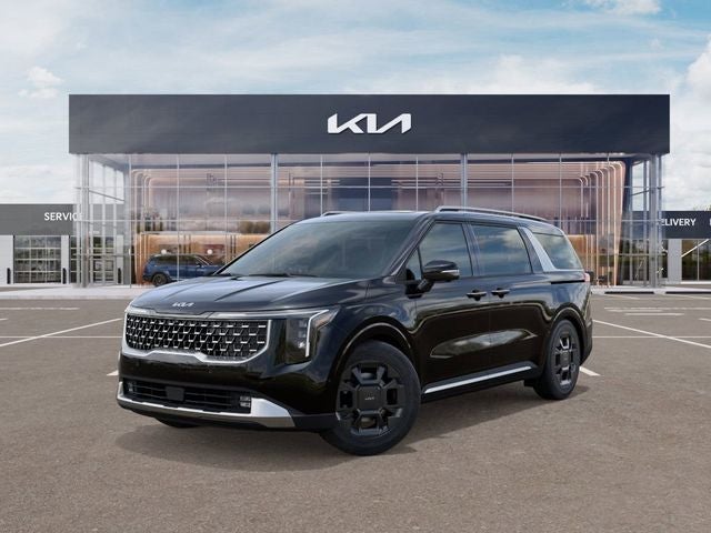 2026 Kia Carnival SX in Aurora Black Pearl — front three-quarter view